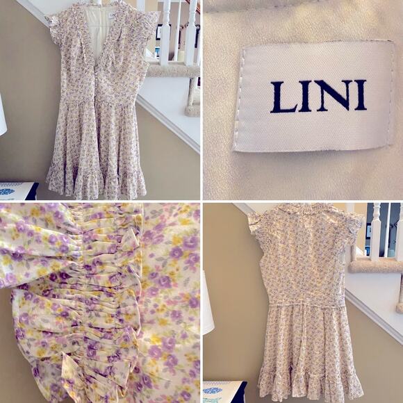 $278 LINI Melissa Cotton Dress Lavender Floral Small Bloomingdales LG EUC - Picture 2 of 12